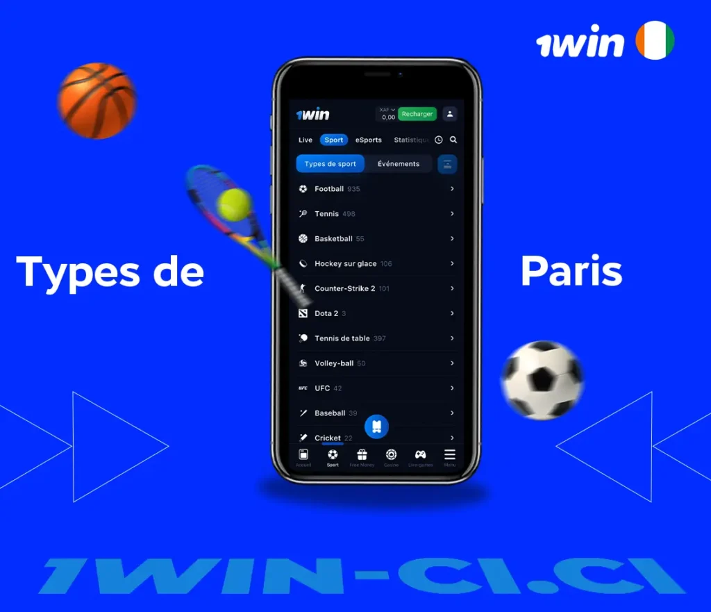 Type de pari dans l'application 1Win