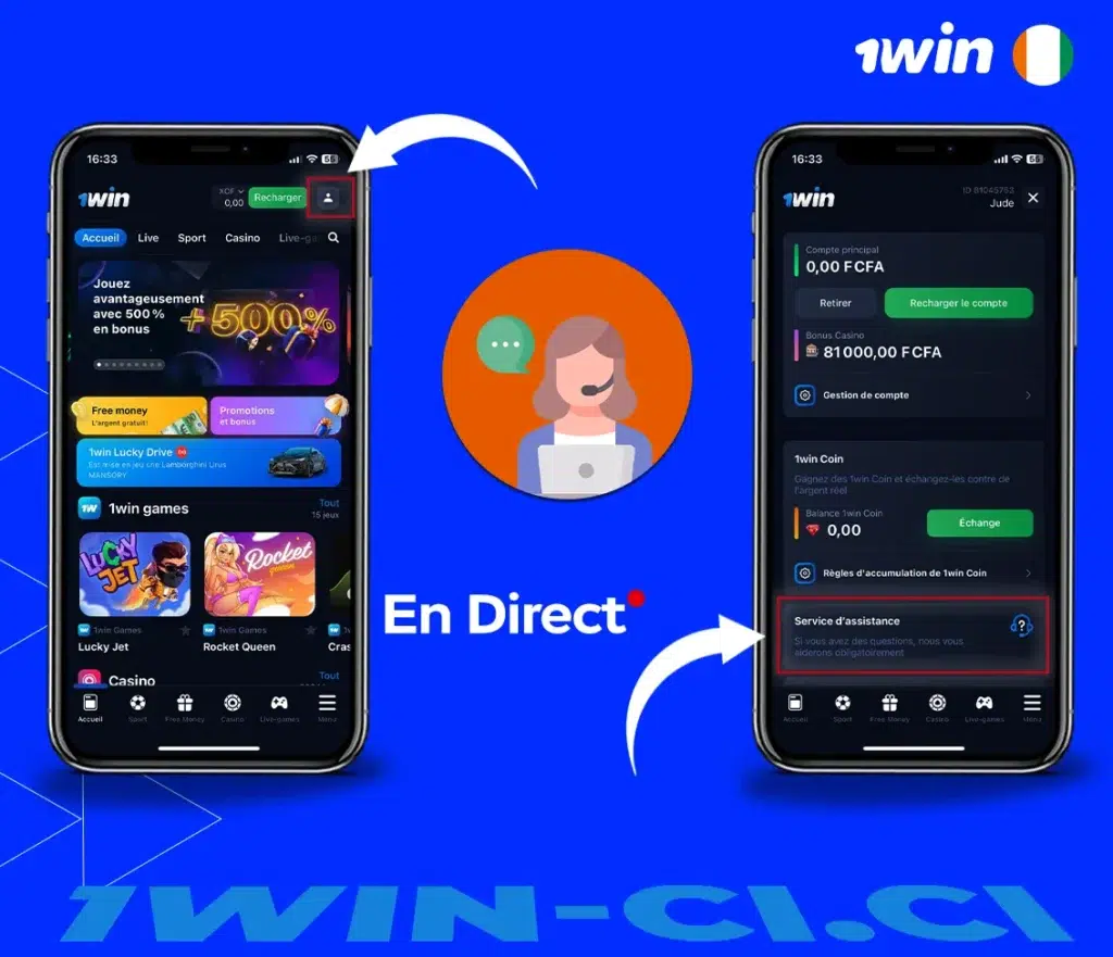 Contacter le support 1Win par le chat en direct