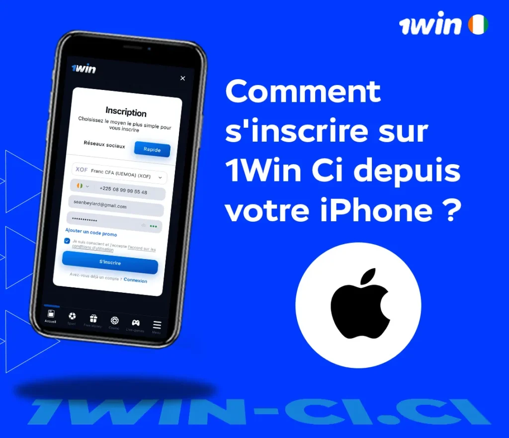 Comment s'inscrire sur 1Win Ci depuis votre iPhone ?