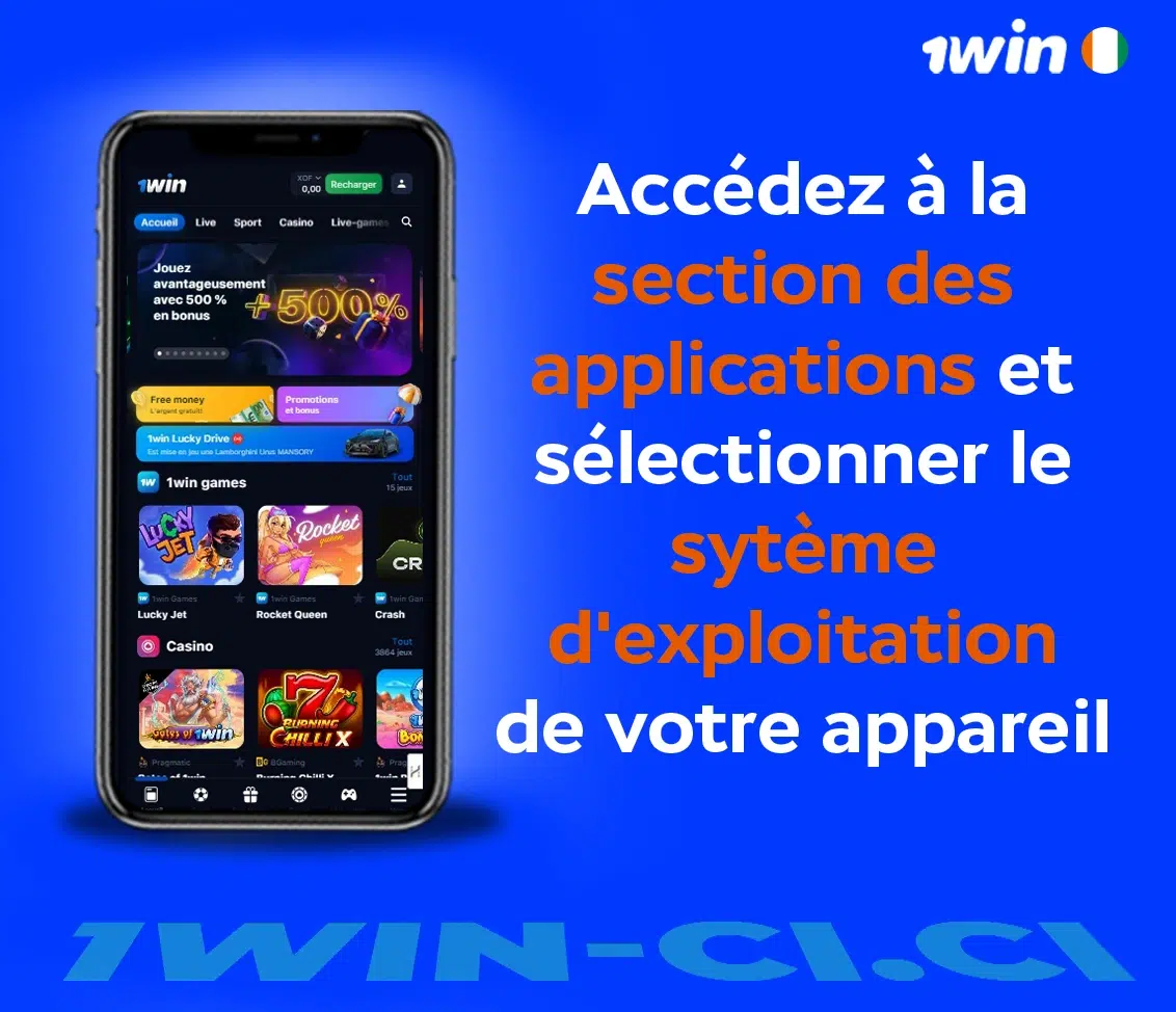 Accéder à la section des applications et sélectionner le système d'exploitation de votre appareil