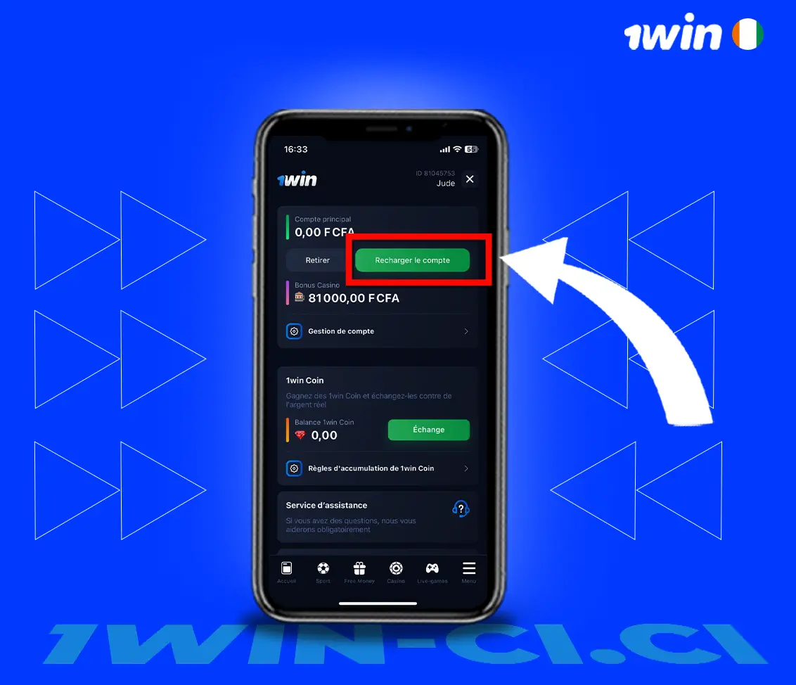 Faire un dépôt sur 1win