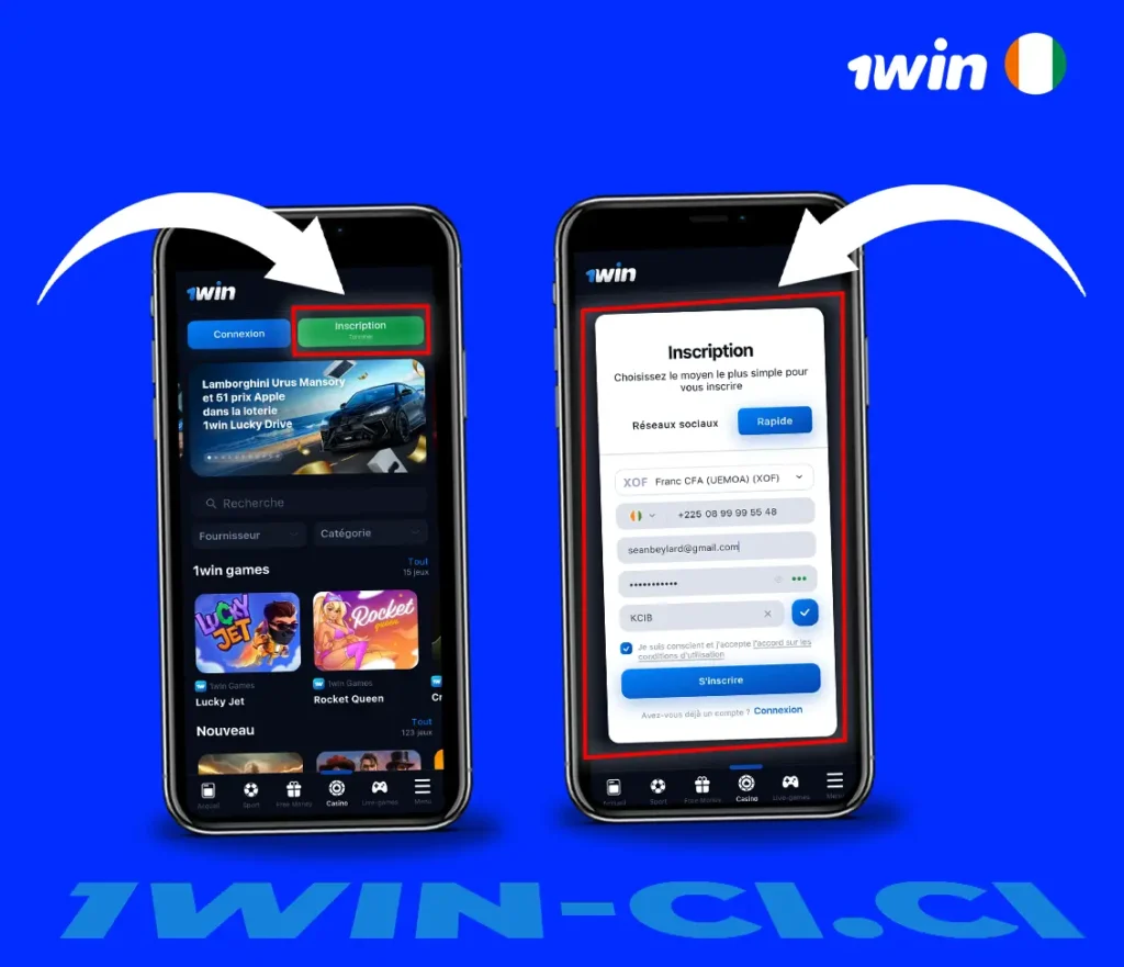 Comment s'inscrire sur l'application 1win en Côte d'Ivoire ?