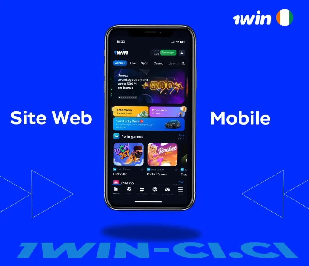 Aperçu du site Web mobile 1win.CI