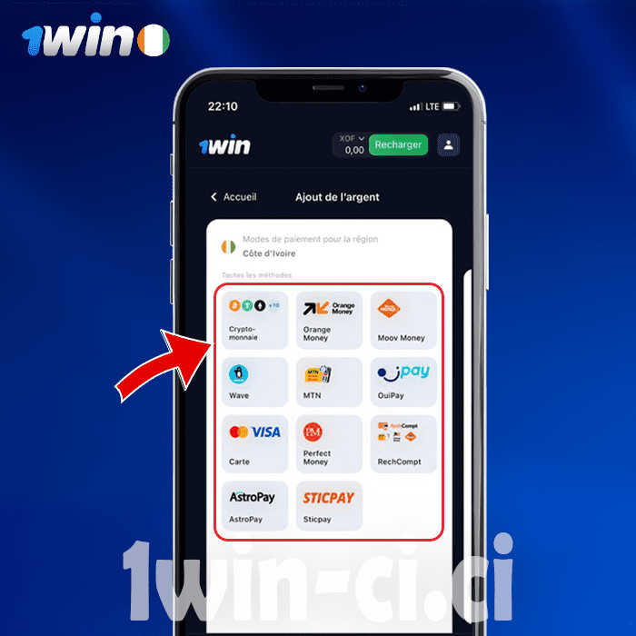 Les autres méthodes de dépôt d’argent sur 1win CI