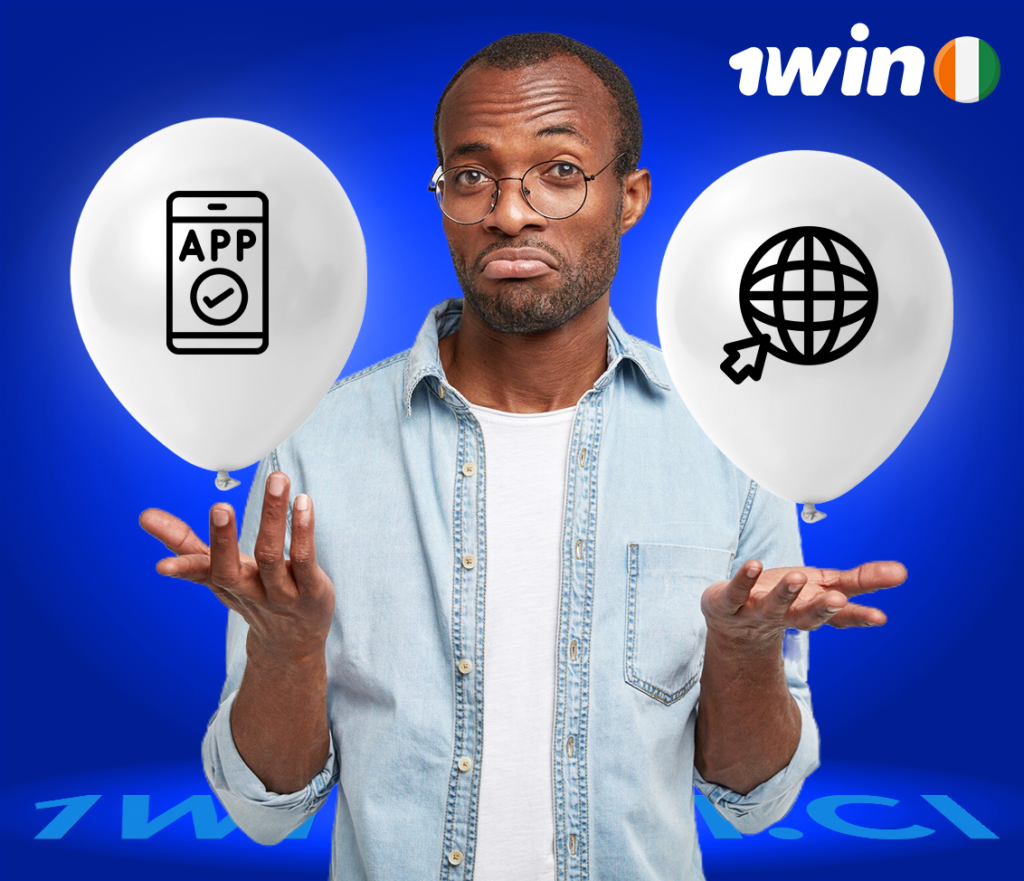 Comparaison entre le site web mobile et 1win APK